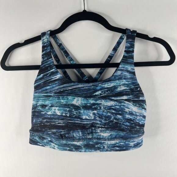 Lululemon Women's Energy Bra Training Sports Bra Size 6 Shorelines Multi Blue - Picture 2 of 5